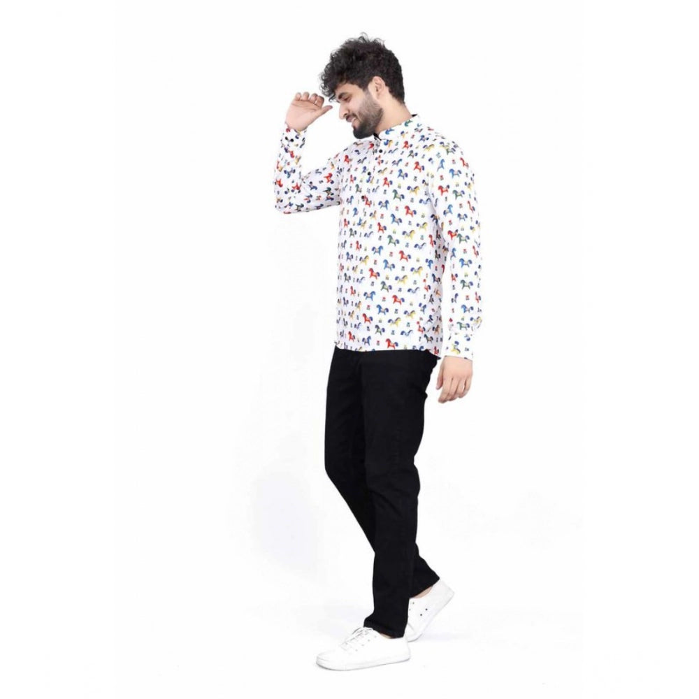 Glamorous Men's Cotton Blended Printed Full Sleeve Shortkurta
