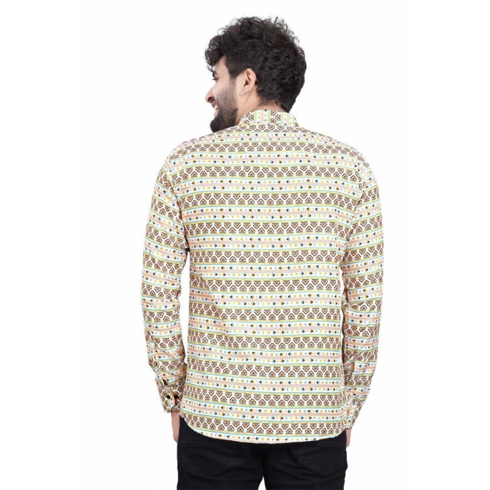 Men's Cotton Blended Printed Full Sleeve Short Kurta