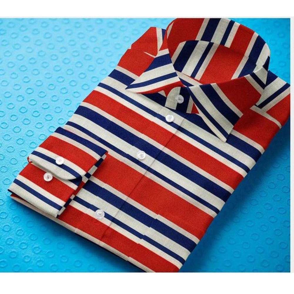 Glamorous Men's Cotton Blended Striped Full Sleeve Shirt