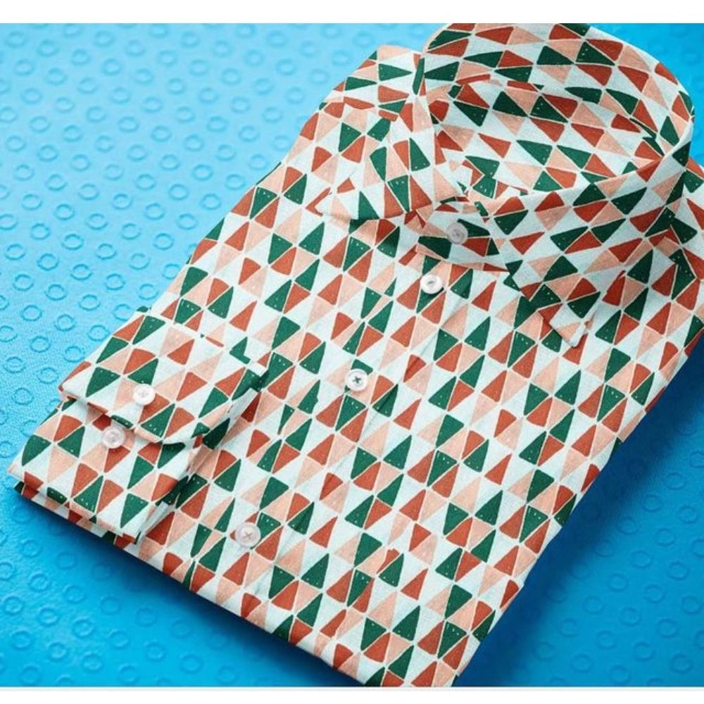 Men's Cotton Blended Printed Full Sleeve Shirt