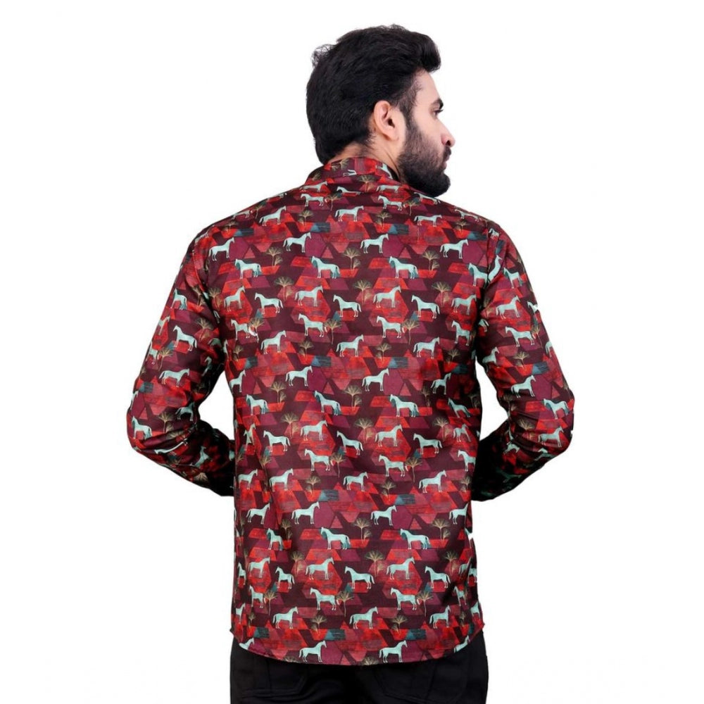 Men's Cotton Blended Printed Full Sleeve Short Kurta