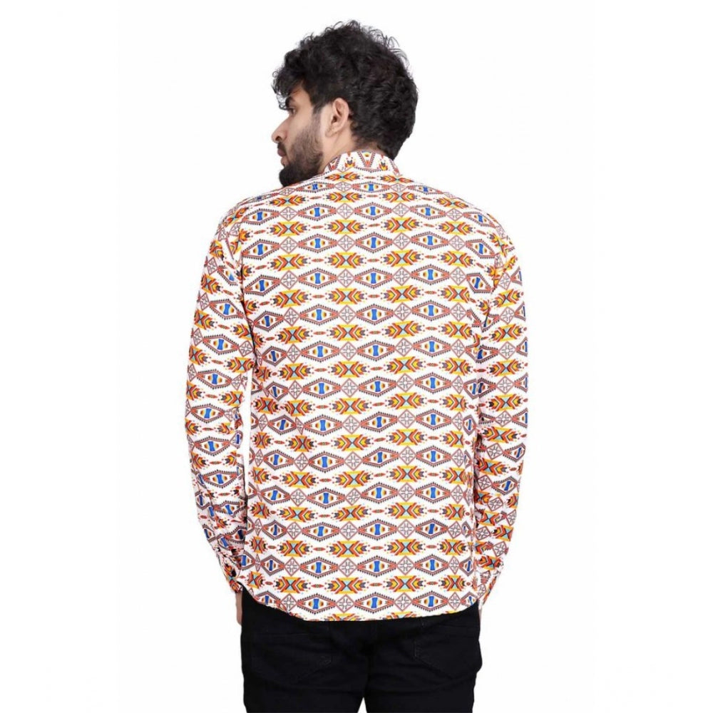 Men's Cotton Blended Printed Full Sleeve Short Kurta