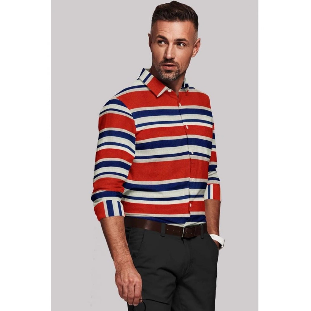 Glamorous Men's Cotton Blended Striped Full Sleeve Shirt