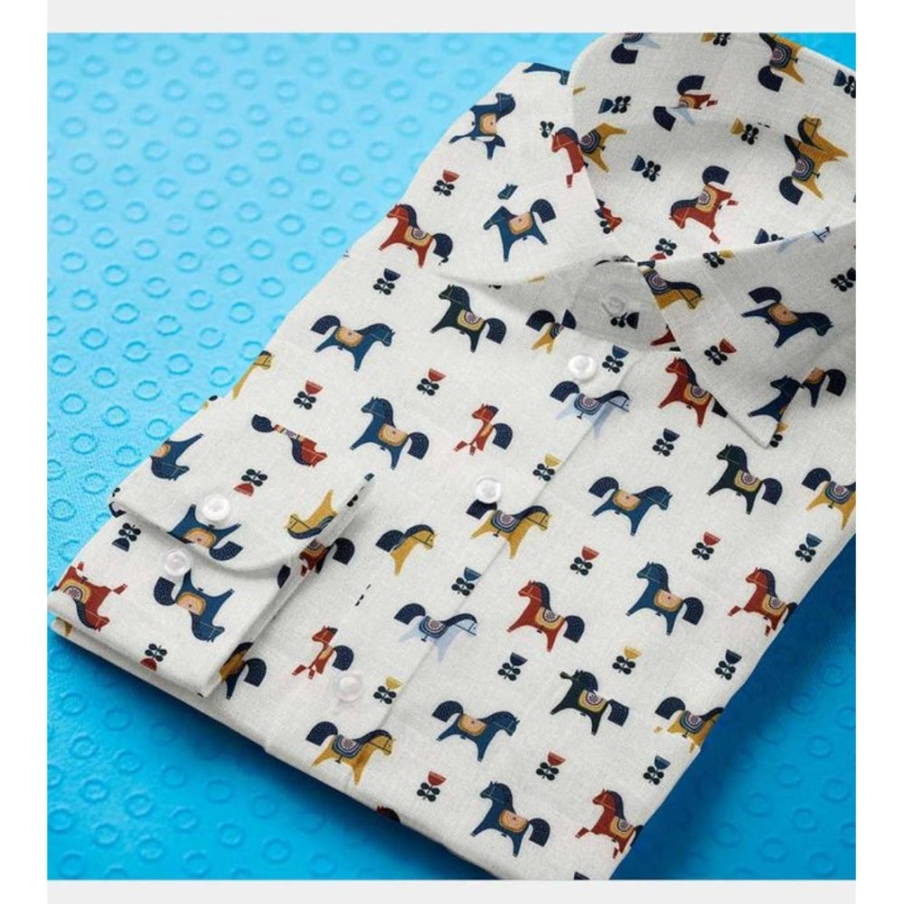 Men's Cotton Blended Printed Full Sleeve Shirt