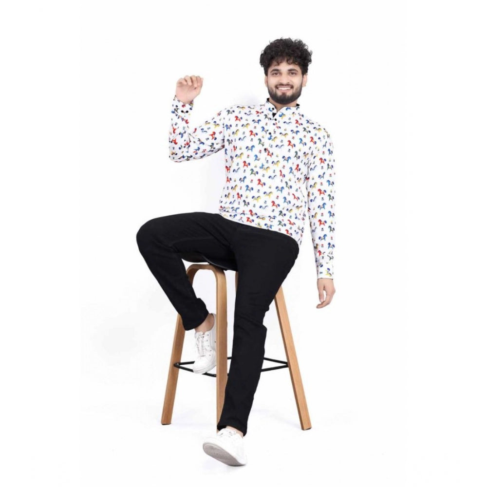 Glamorous Men's Cotton Blended Printed Full Sleeve Shortkurta
