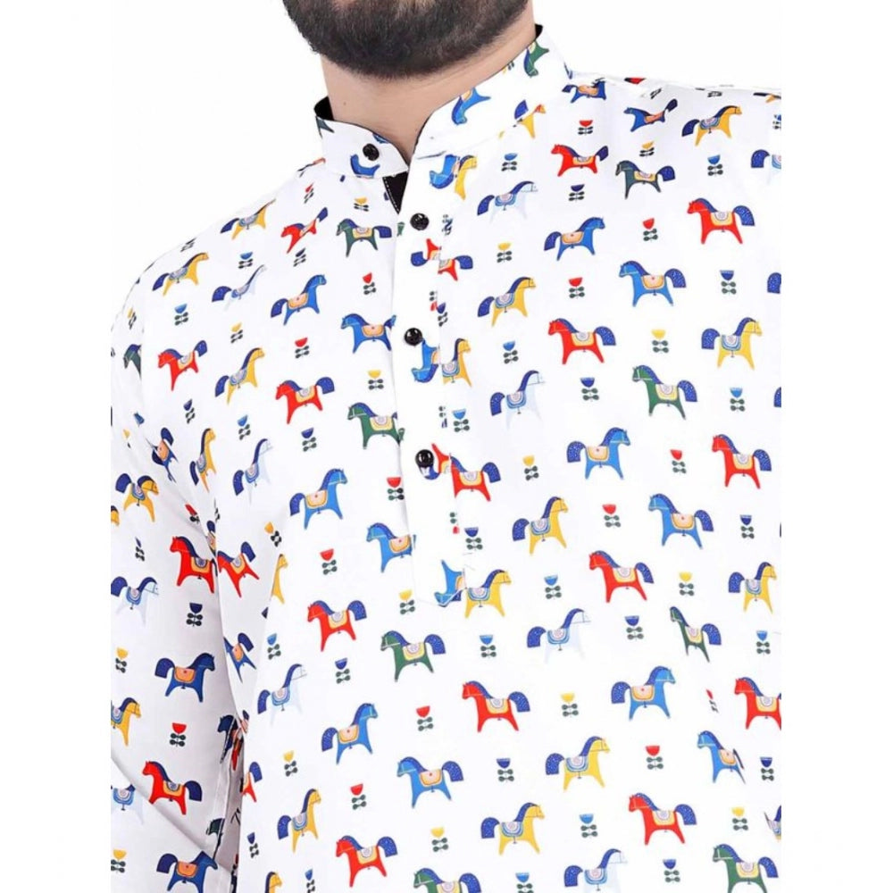 Glamorous Men's Cotton Blended Printed Full Sleeve Shortkurta