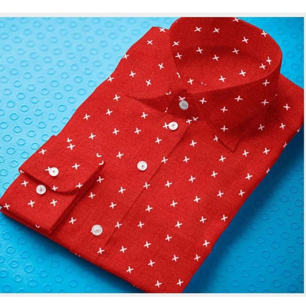 Men's Cotton Blended Printed Full Sleeve Shirt