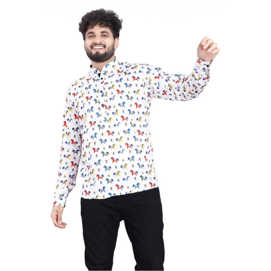 Glamorous Men's Cotton Blended Printed Full Sleeve Shortkurta