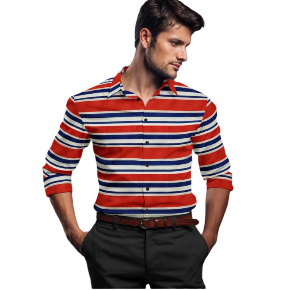 Glamorous Men's Cotton Blended Striped Full Sleeve Shirt