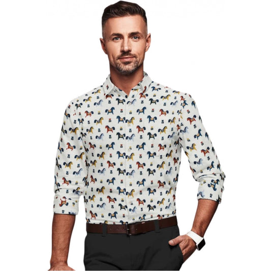 Men's Cotton Blended Printed Full Sleeve Shirt