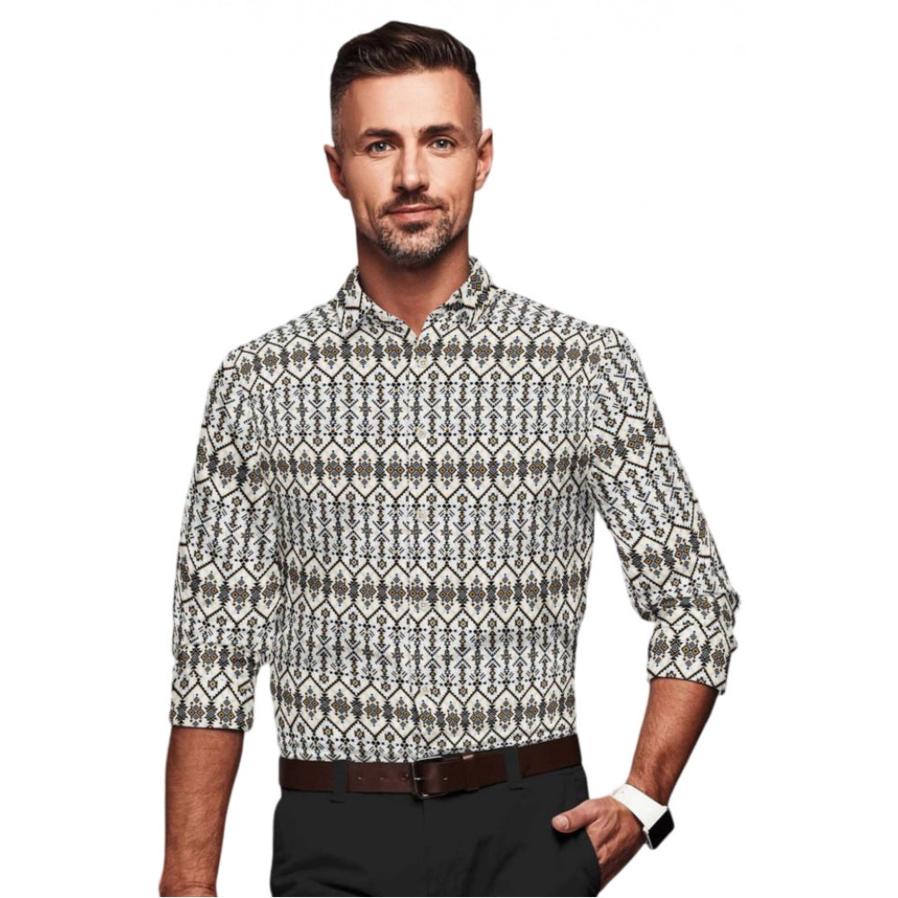 Men's Cotton Blended Printed Full Sleeve Shirt