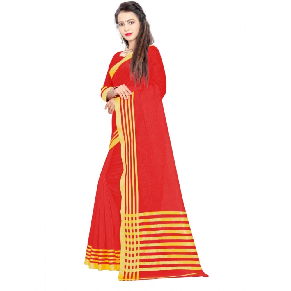 Superb Jacquard Striped Saree With Blouse Piece