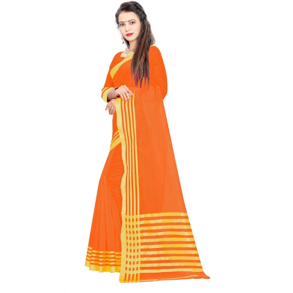 Superb Jacquard Striped Saree With Blouse Piece