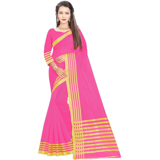 Superb Jacquard Striped Saree With Blouse Piece
