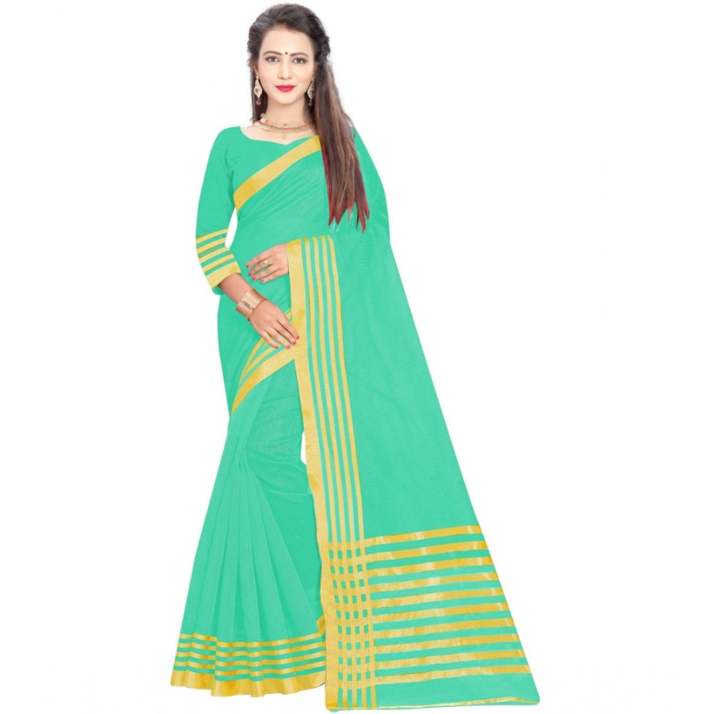 Superb Jacquard Striped Saree With Blouse Piece