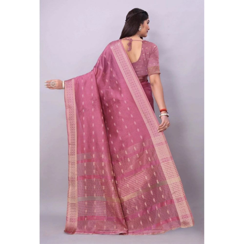 Sophisticated Silk Blend Woven Saree With Blouse Piece