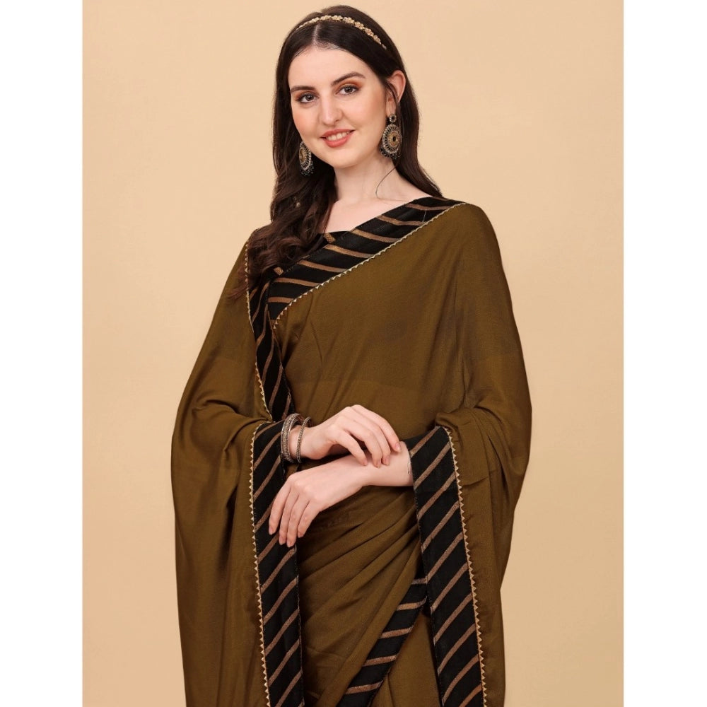 Gracious Chiffon Self Design Saree With Blouse Piece