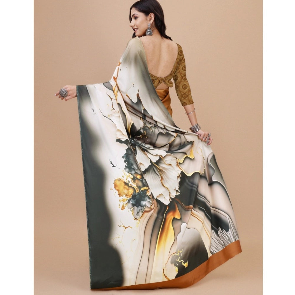 Fantastic Crepe Digital Print Saree With Blouse Piece