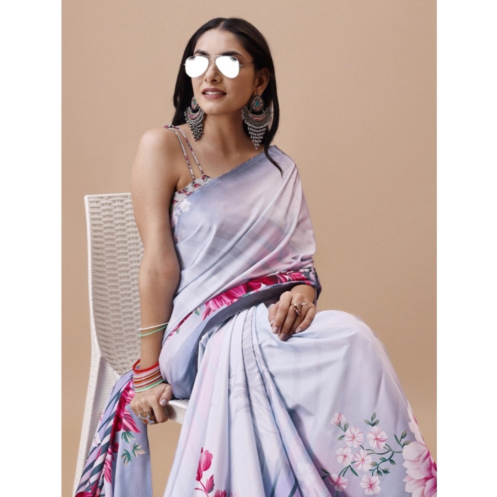 Fantastic Crepe Digital Print Saree With Blouse Piece