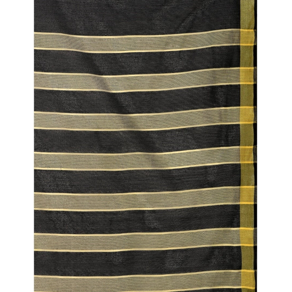 Delightful Cotton Silk Striped Saree With Blouse Piece