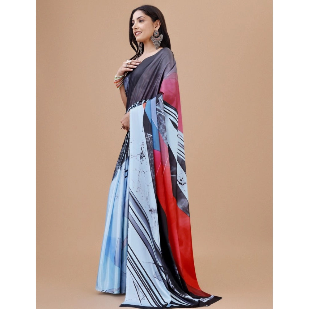 Fantastic Crepe Digital Print Saree With Blouse Piece