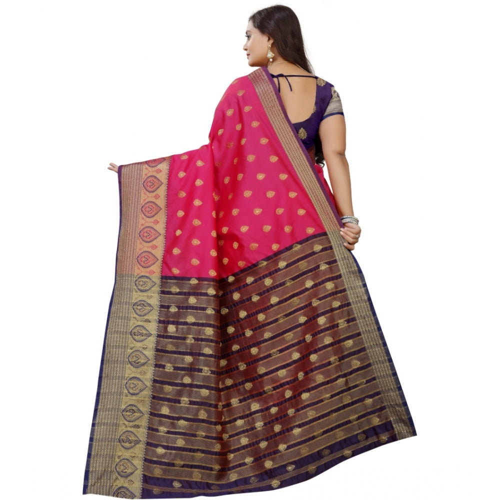Appealing Silk Blend Woven Saree With Blouse Piece