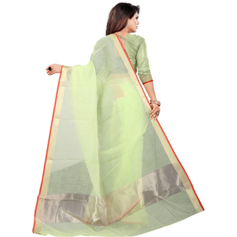 Charming Cotton Silk Checkered Saree With Blouse Piece