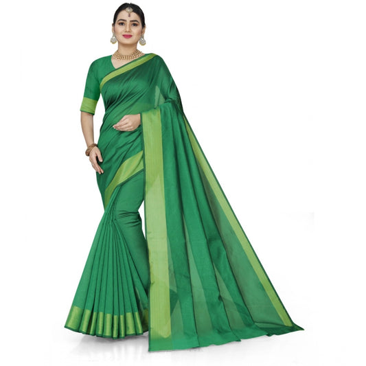 Dazzling Cotton Silk Self Design Saree With Blouse Piece