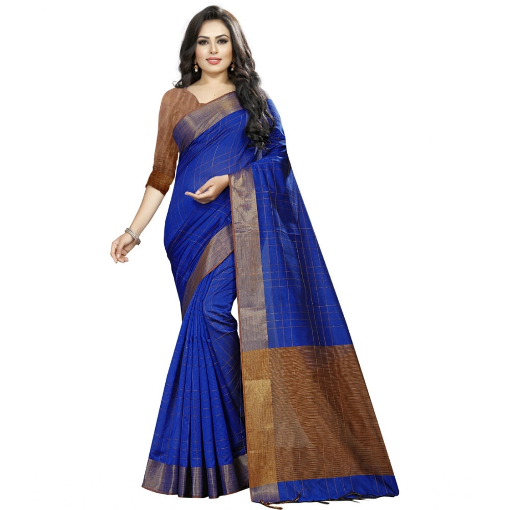Dazzling Cotton Silk Self Design Saree With Blouse Piece