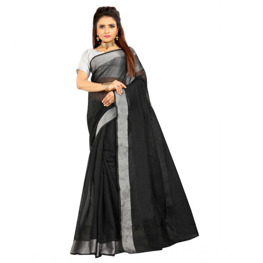 Dazzling Cotton Silk Self Design Saree With Blouse Piece