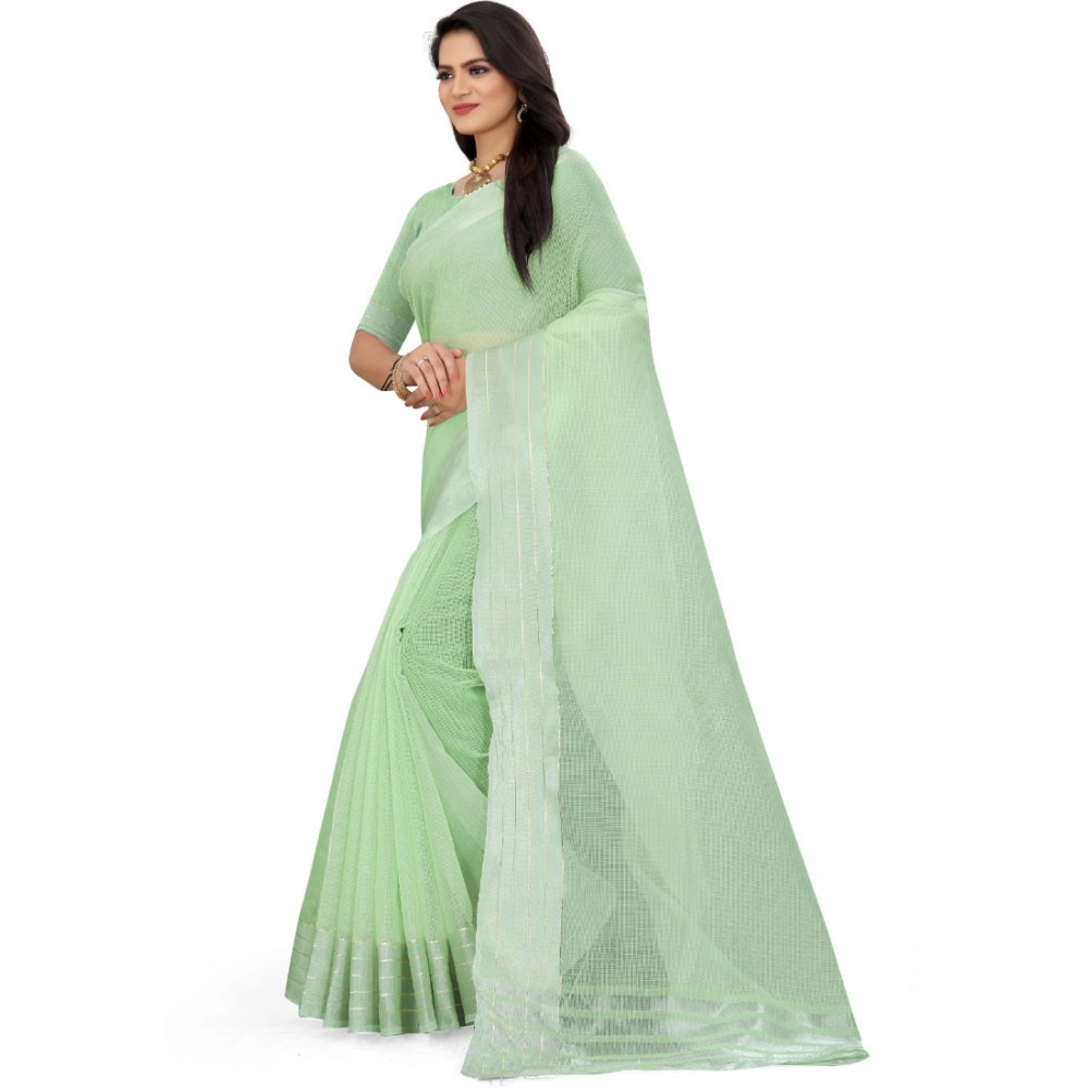 Gracious Cotton Jute Self Design Saree With Blouse Piece
