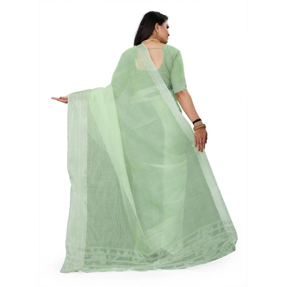 Gracious Cotton Jute Self Design Saree With Blouse Piece