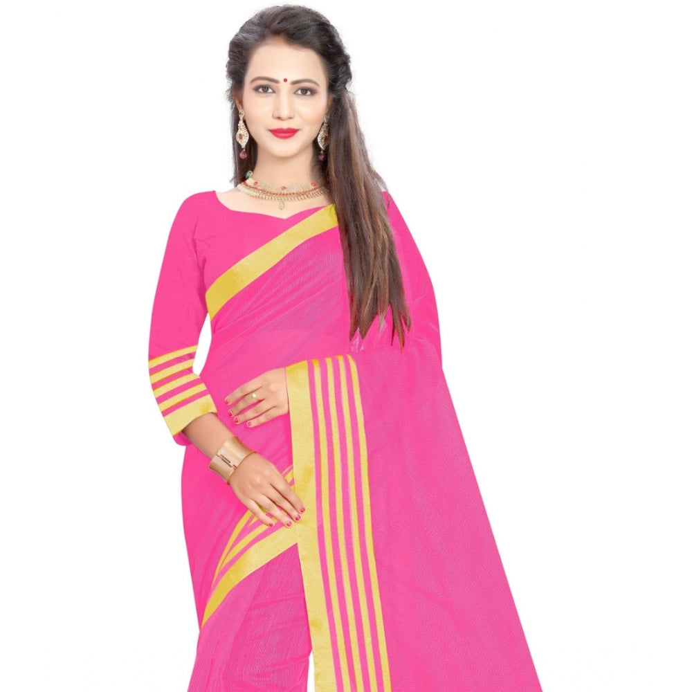 Superb Jacquard Striped Saree With Blouse Piece