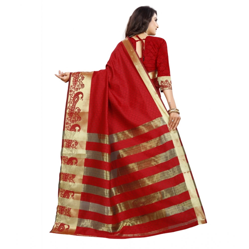 Tremendous Jacquard Woven Saree With Blouse Piece