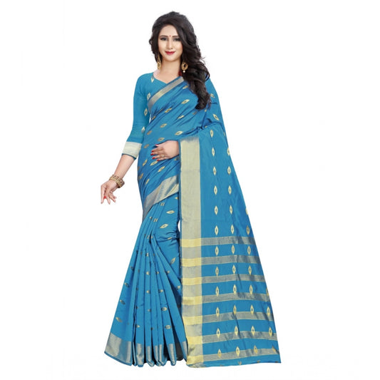 Sophisticated Silk Blend Woven Saree With Blouse Piece