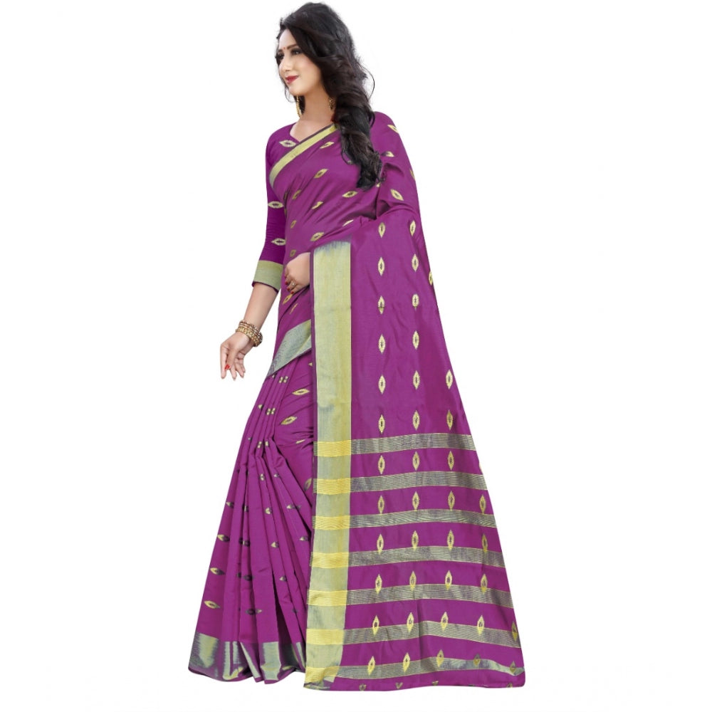 Sophisticated Silk Blend Woven Saree With Blouse Piece