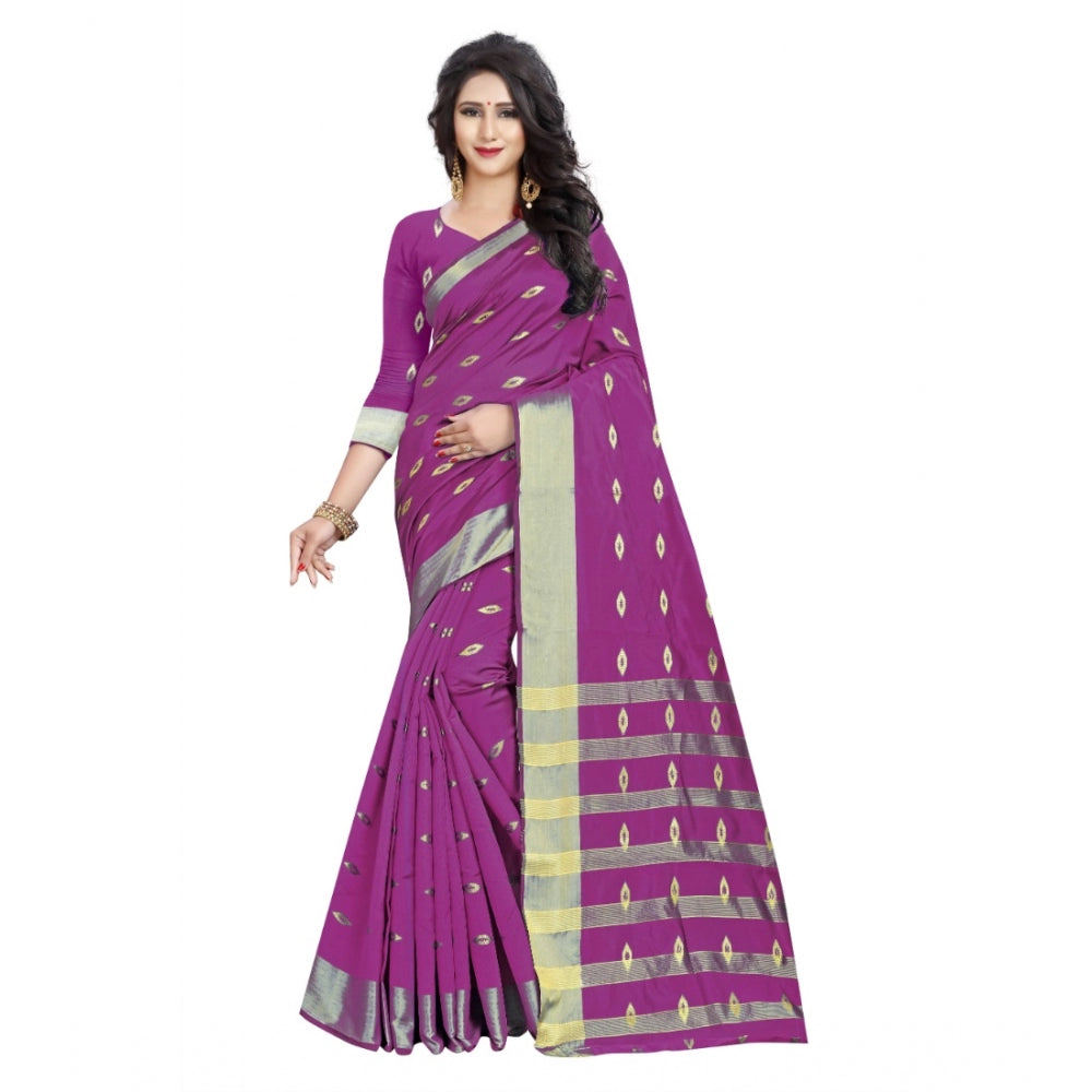 Sophisticated Silk Blend Woven Saree With Blouse Piece