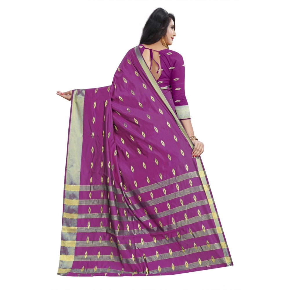 Sophisticated Silk Blend Woven Saree With Blouse Piece