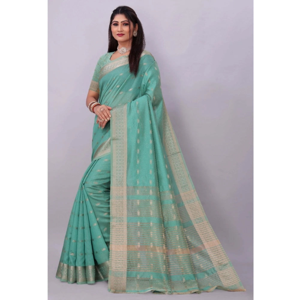 Sophisticated Silk Blend Woven Saree With Blouse Piece
