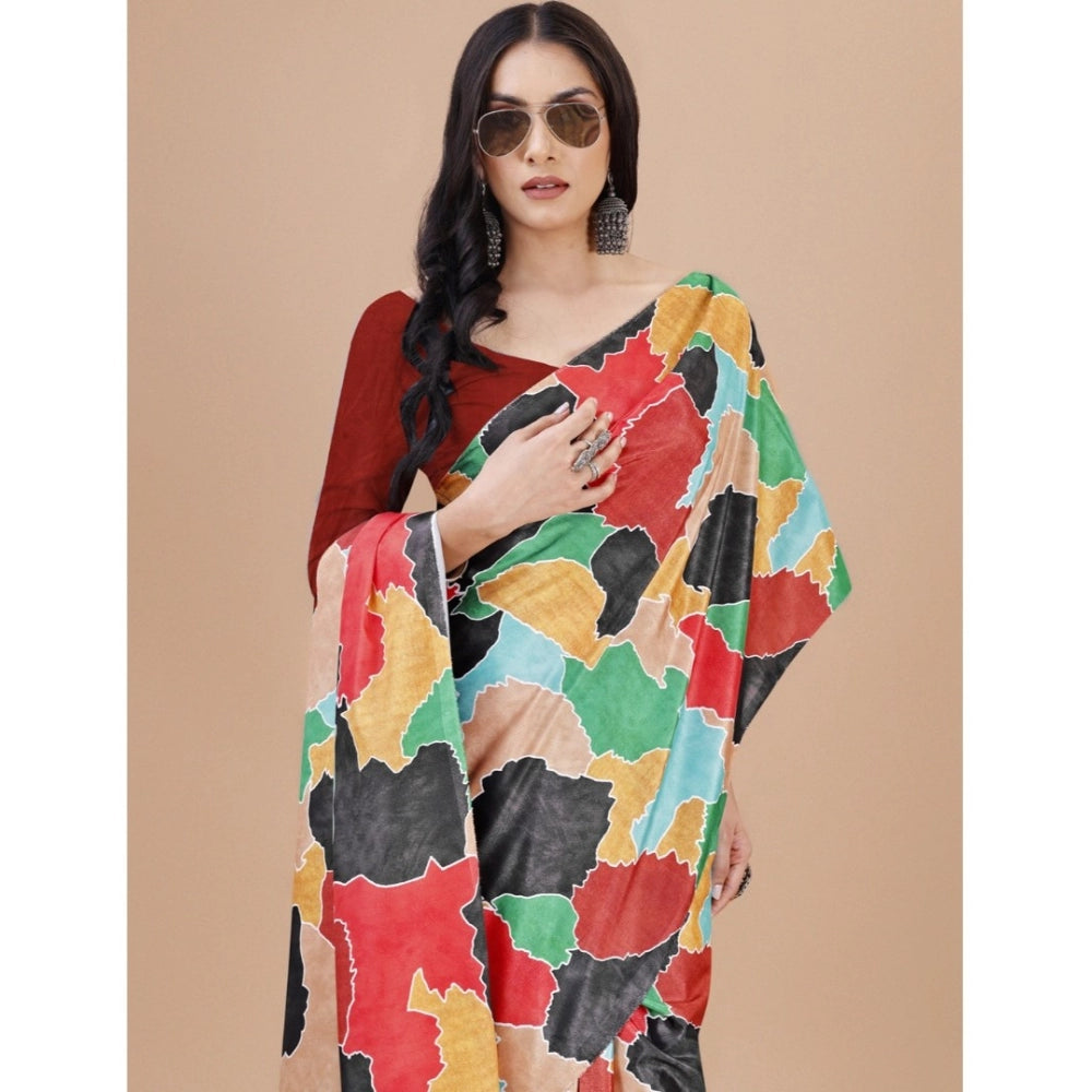 Fantastic Crepe Digital Print Saree With Blouse Piece