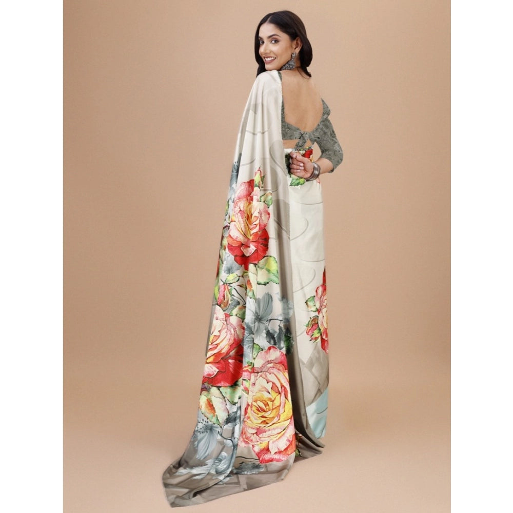 Fantastic Crepe Digital Print Saree With Blouse Piece