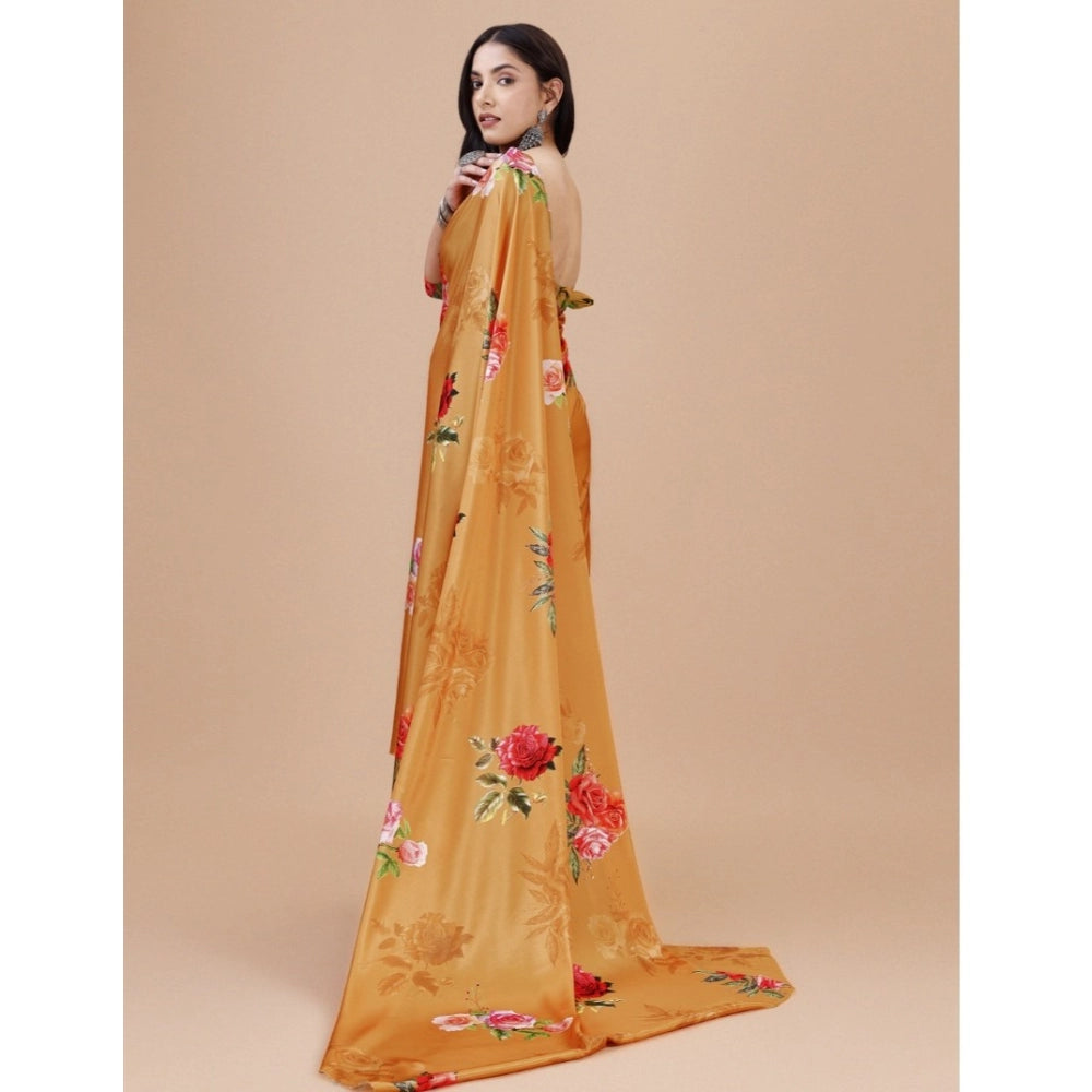 Fantastic Crepe Digital Print Saree With Blouse Piece