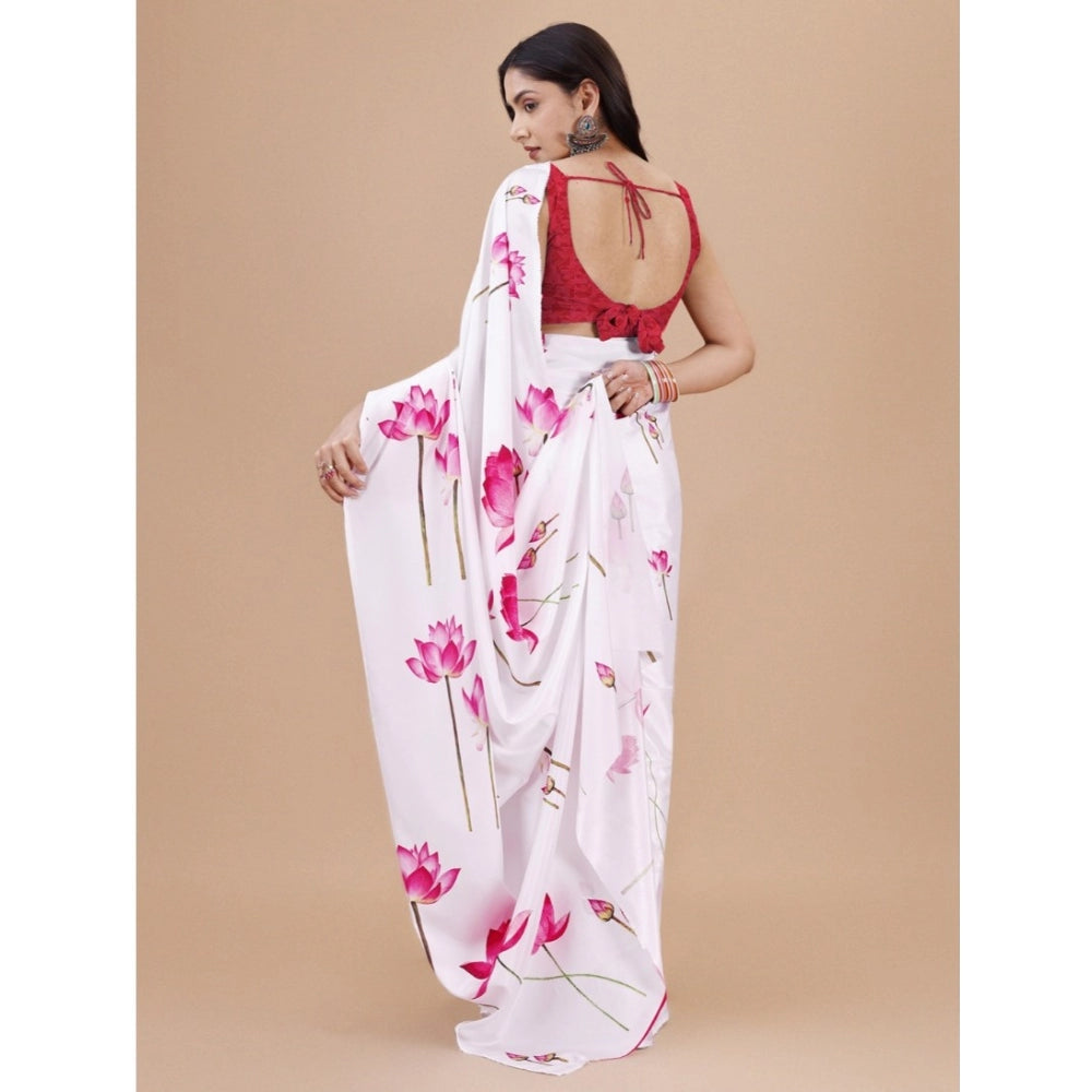 Fantastic Crepe Digital Print Saree With Blouse Piece