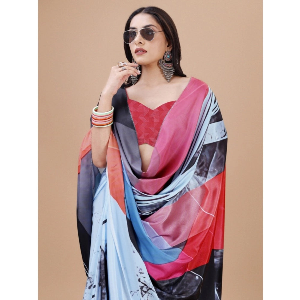 Fantastic Crepe Digital Print Saree With Blouse Piece