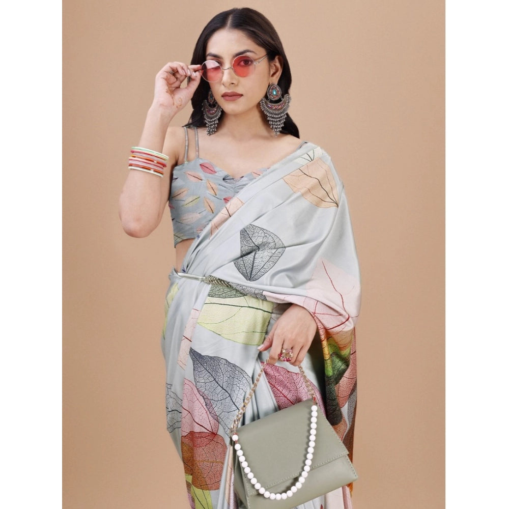 Fantastic Crepe Digital Print Saree With Blouse Piece