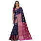 Appealing Silk Blend Woven Saree With Blouse Piece