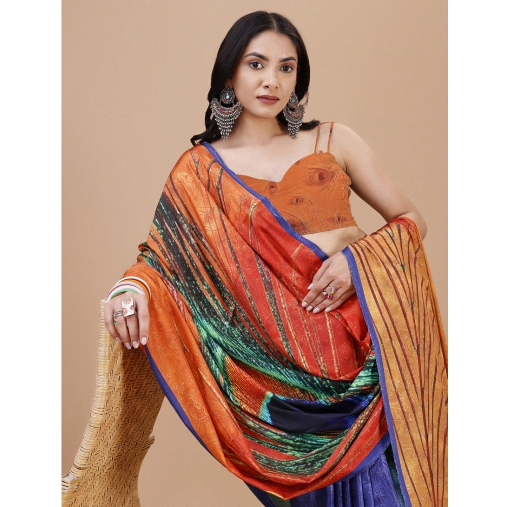 Fantastic Crepe Digital Print Saree With Blouse Piece