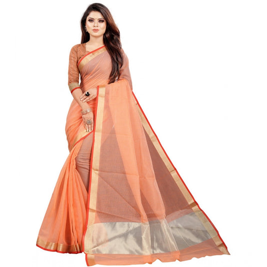 Charming Cotton Silk Checkered Saree With Blouse Piece