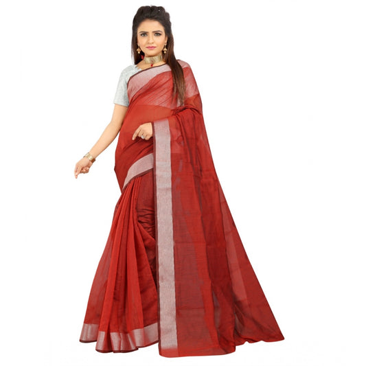 Dazzling Cotton Silk Self Design Saree With Blouse Piece