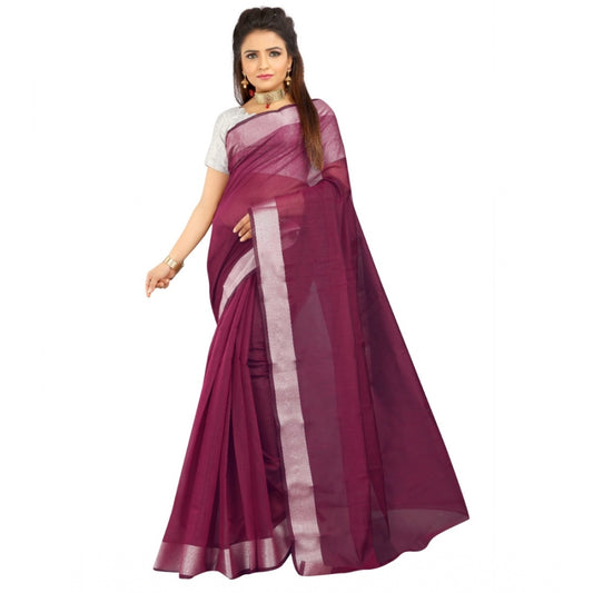Dazzling Cotton Silk Self Design Saree With Blouse Piece